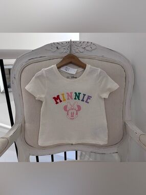 🤍 18~24 Mth GAP x Disney Cream Minnie Mouse Rainbow Graphic Tee 100% Cotton NWT